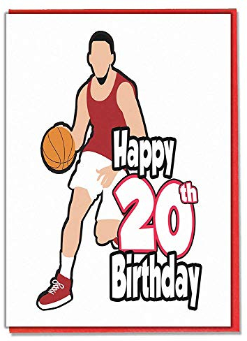 Basketball Geburtstagskarte zum 20. Geburtstag, für Damen, Herren, Tochter, Sohn, Freund, Ehemann, Ehefrau, Bruder, Schwester, Mutter, Vater.