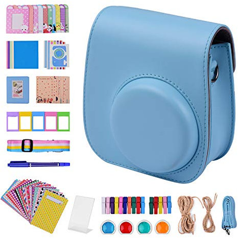 Fesjoy Kit de accesorios de cámara instantánea 12 en 1 para Fujifilm Instax Mini 11, incluye funda, correa para cámara, álbum de fotos, clips de fotos, marco de fotos, cuerdas para colgar