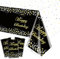 XJLANTTE 3er-Pack Schwarze und goldene Tischdecken-Partydekorationen - Tischdecke, Schwarze und goldene Punktstern-Konfetti-Rechteck-Tischdecke, Tischdecken 130 x 220cm
