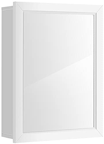 COSTWAY Armoire de Toilette Miroir Murale 50 x 16 x 66 CM avec Etagère à Hauteur Réglable Armoire à Pharmacie (Blanc)