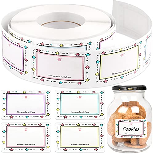 Vaktop 600PCS Jar Labels - Self-Adhesive, Sticky Labels for Containers (4 Colours, 50 * 30mm}