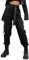 Onsoyours Femme Cargo Pantalon Streetwear Multi-Poches Gothique Pantalon Mode Hip Hop Taille Haute Punk Pantalons Long Harajuku Danse Bas de Survêtement B Noir M