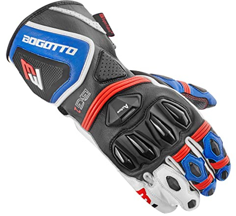 Bogotto Monza perforierte Motorradhandschuhe, blau/weiß/rot, M