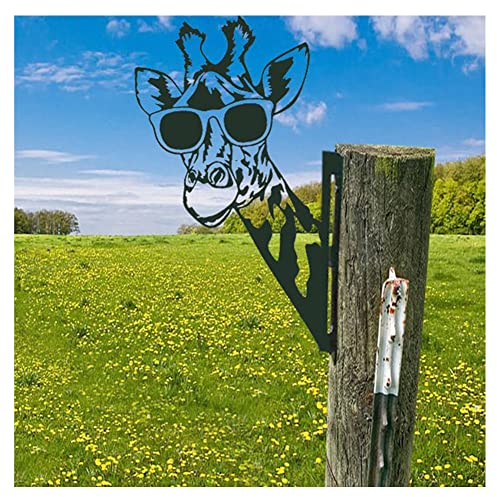 CCWORAN Metall-Giraffen-Gartenornamente für Zäune, Dekorationen, Outdoor, Zuhause, Giraffe, Tiere, Gartendekoration, Skulpturen, rostige Gusseisen, Silhouetten, Baum, Hof, Wandkunst, Geschenk, Giraffe