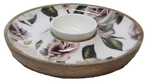 Chip & Dip Schale Schüssel Mango Wood Rose Mangoholz mit Emaille 30 cm Servierschale Geschirr Serviergeschirr Van Deurs Danmark Chip & Dip Schale Mango