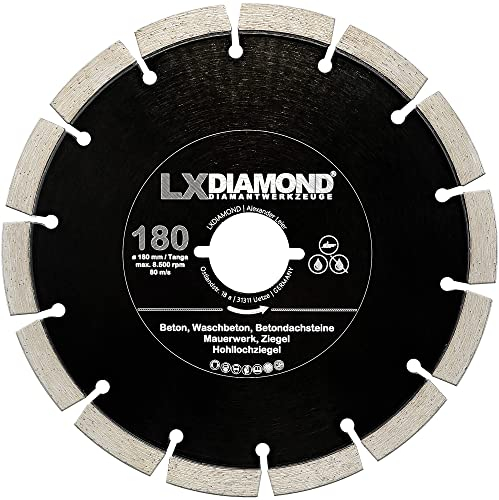 LXDIAMOND Diamant-Trennscheibe 180mm - geeignet für Beton Mauerwerk Universal - 180 mm Diamantscheibe passend für Lamello Tanga DX200 Fensterfräse - Montagefräse - in Premium Qualität