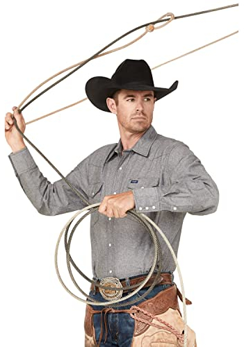 Wrangler Cowboy Cut Western Long Sleeve Snap Work Shirt Washed Finish Camicia, Notte Senza Luna, M Uomo