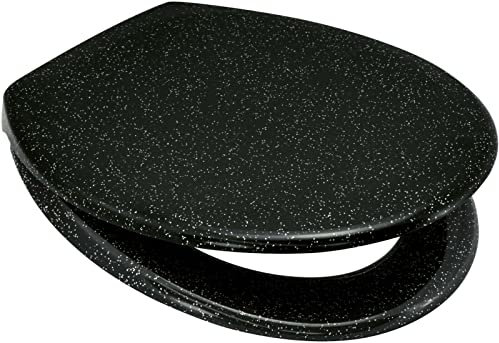 Solid MDF Universal 18 Glitter Toilet Seat Range Novelty Glitzy Sparkle Bathroom Black Glitter Easy Clean with Fixtures