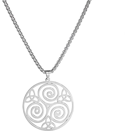 VASSAGO Halskette mit keltischem Spiralknoten, Dreifachspirale, Triskele-Anhänger, Dreifaltigkeitsknoten, Glück, irischer keltischer Knoten, Amulett, Schmuck, Geschenk für Damen, Herren, Unisex