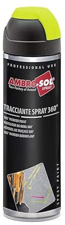 VIRSUS 1 Bomboletta Vernice spray Tracciante Maker da 500ml con valvola a 360° per Uso Professionale e Domestico, per Asfalti, Muri e Legno, Essiccazione Rapida (giallo fluorescente)