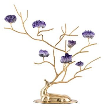 KIZQYN Money Tree Kristallverzierungen Handgemachte Heilung Kristall Baum des Lebens Modern Amethyst Wohnaccessoires repräsentieren positiven Energievermögen und viel Glück Feng Shui Decor Tree