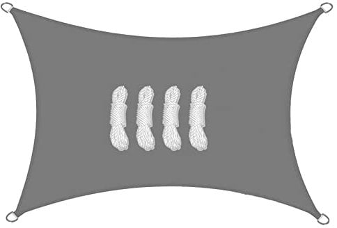 Sunal Sun Shade Sails 4×4m, Rectangle Waterproof Shade Sail for Garden, 95% UV Blocking Outdoor Sun Shade Shade Canopy with Free Rope for Outdoor Garden Pergola Patio Party Backyard Lawn, Grey