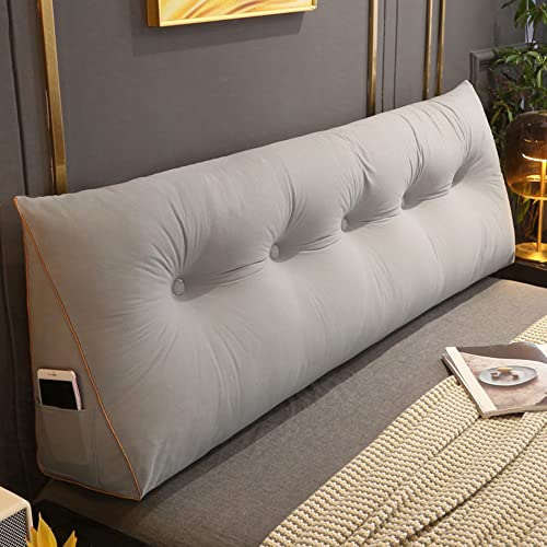 RAKTOV Bequemes Lendenkissen, Lesekissen, Rückenlehne, dreieckiges Kopfteil, Keilkissen, großes Kissen für Erkerfenster, Tatami, Sofa, Schlafzimmer, 100 x 50 x 20 cm, Hellgrau