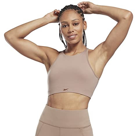 Reebok Damen Yoga Long Line Sport-BH, Taupe, M