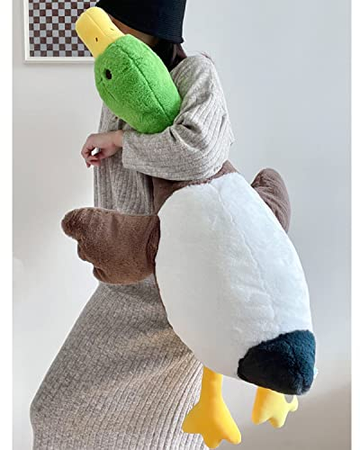 Tanha Stofftier Ente Plüsch, große Gans Stofftiere 100cm, große riesige Gänse, Stockente Plüsch, niedliches riesiges Kissenspielzeug (Stockente, 100 cm)