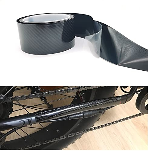 TURBOOST Bike Frame Protection Tape Sticker Vinyl Wrap Skin, MTB Paint Chainstay Chain Guard Corner Protector Film, Carbon Filter Pattern, 3m (120”) Length, Various Width Option (7)