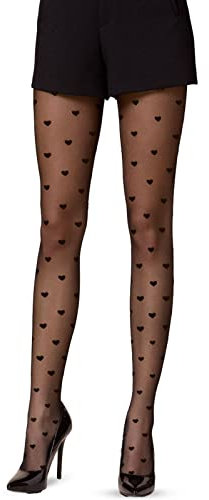 Wlertcop Damen Feinstrumpfhose Mit Muster - Enge Strumpfhose, Vintage, Gepunktet, Spitze, Sexy - Mit Herzen, 20 Den, Polka Dot Print
