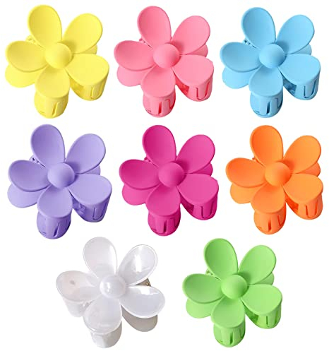 AYNKH Lot de 8 pinces à cheveux en forme de fleur antidérapantes pour cheveux épais et moyennement épais, accessoires pour cheveux marguerites pour femmes et filles