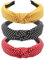 scicent Haarschmuck 3 Stück Punktdruck Haarband Damen Haarreifen Breit Vintage Haarreif mit Knoten Mode Stirnbänder für Frauen (schwarz+rot+gelb) - 11511