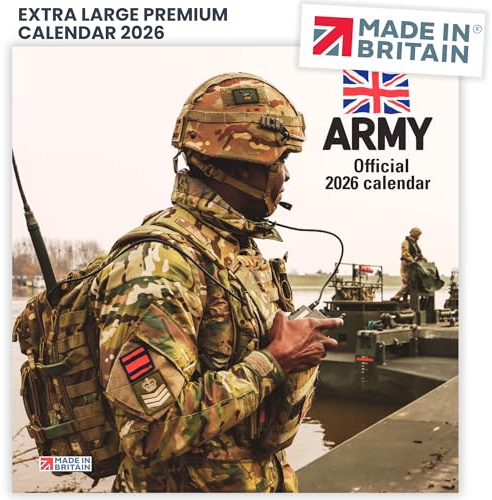 ALLTRADE Calendar 2026 British Army Gift 2026 Calendar UK Holidays Official Large Premium Wall Eco-Friendly, MADE IN BRITAIN® on FSC® paper Carbon Capture by Trees Planted in UK Great Gift