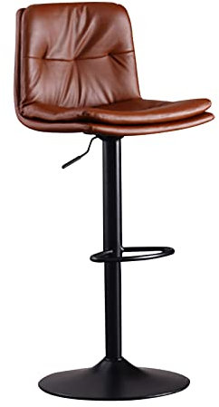 Guyifuny Barhocker für die Küche, Vintage-Barstuhl aus PU-Leder mit Rückenlehne und Fußstütze, für Bar, Küche, Esszimmer,Braun