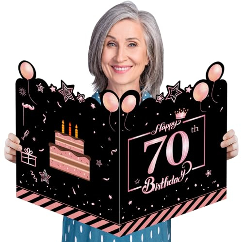 Geburtstagskarte 70 Frau Mann Groß 63x40cm,Karte 70 Geburtstag Frau Mann,70 Geburtstag Männer Frauen Deko,Geburtstagskarten 70 Jahre Rosegold,70. Geburtstag Gästebuch Karten Danke Geschenke,GrußKarten