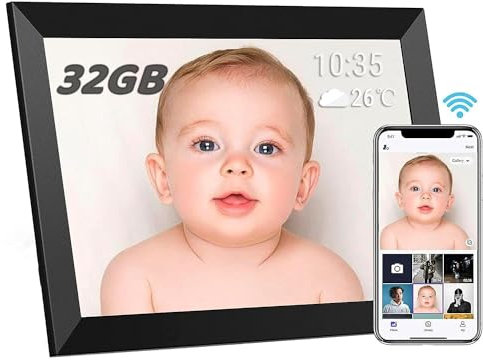 TEKXDD Marco de Fotos Digital WiFi - Marco Digital de Fotos 10.1 Pulgadas 32GB, Pantalla Táctil IPS HD Rotación Automática Smart Marcos Digitales, Fácil Configuración para Compartir Fotos y Vídeos