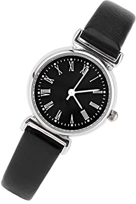 Brrnoo Modische Damenuhr mit Exquisitem Retro-Leder- und Mini-Armbanduhr-Design, Quarzwerk, 5 Farboptionen für Verschiedene Anlässe, für Freunde und Familie (schwarzer Gürtel,
