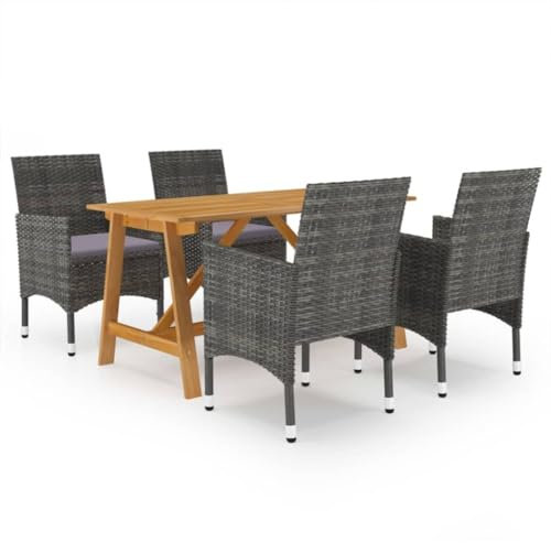 ZQQLVOO Lounge Sessel Terrassenmöbel Terassenmöbel Außen5-tlg. Garten-Essgruppe Grau
