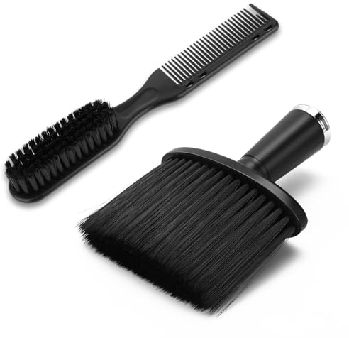 Brosse à plumeau de barbier et brosse de décoloration, brosse de nettoyage professionnelle pour coupe de cheveux, outil de coiffure pour épousseter les cheveux (ensemble large)