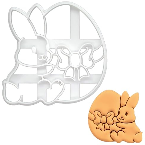 BAKERLOGY Hase mit Osterei Ausstechform - Detailliertes Keksausstecher-Design zum Backen und Basteln, ideal für Fondant, Teig, Ton