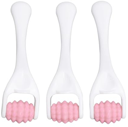3 Stück Gesichtsmuskel-Massageroller, Silikon-Gesichts-Augenmassageroller, Hautpflege-Tools, Gesichtsmassagegerät für Geschwollene Muskelkater (Rosa)