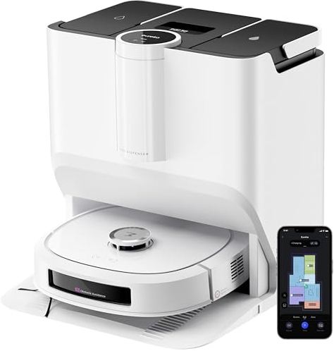 EUREKA J20 Roboterstaubsauger mit Kartierung, Raupenwischmopp 8000Pa, 3D-Hinderniserkennung, selbstreinigende Station, 45 °C, Heißlufttrocknung, 6000 mAh, Sprachsteuerung/Google/Alexa