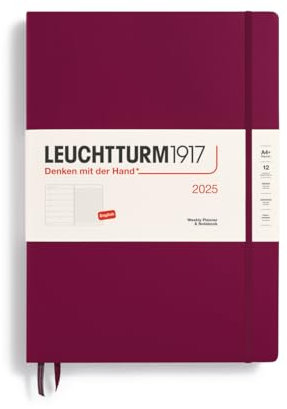 LEUCHTTURM1917 370731 Wochenkalender & Notizbuch Master (A4+) 2025, Port Red, Englisch