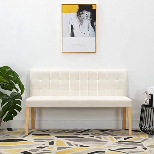CIADAZ Bank aus Samt, cremefarben, 140 cm, Esstisch, Bänke für Küche, Garderobe, Wohnmöbel