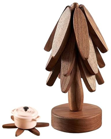 Dessous de Plat Bois(Lot de 3) - sous Plat Anti-Dérapants Forme d'arbre - Dessous de Plat Bois Naturel pour Théières, Bols et Assiettes de Table