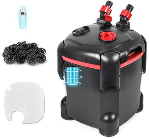 PONDFORSE Filtro per taniche da 172 GPH, filtro esterno per acquario, macchina per la pulizia dell'acqua ultra silenziosa con supporti gratuiti per acquari e acquari fino a 30 galloni (172 GPH)