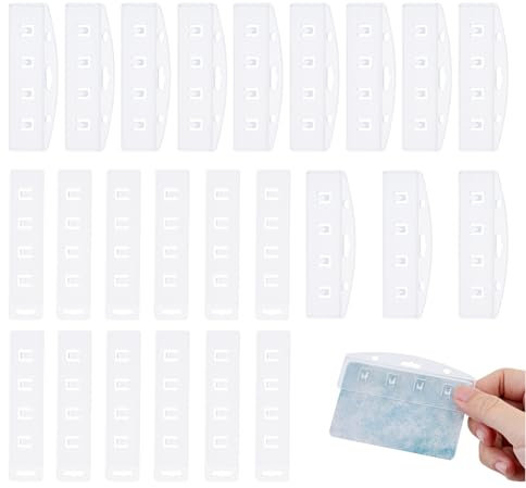 SUPERFINDINGS 24 Porte Badge Demi Carte Horizontal et Vertical avec Pinces Protections Rigides et Transparentes en PC pour Cartes de Crédit Permis de Conduire Cartes D'Identité