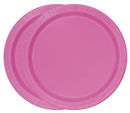 WedDecor 7 (18cm) Round Dessert Plates Disposable Paper Plate Hot Pink Colour Theme Tableware for Picnics, Wedding, BBQ, Birthday, Anniversary, Baby Shower & Christmas Events, Pack of 16