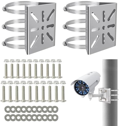 2 Stück Masthalterung für Überwachungskamera, Vertikale Masthalterung, Universal Vertikale Stangenhalterung, mit 6 Verstellbaren Klemmen 20 cm, für CCTV-Kameras, überwachungskamera Outdoor
