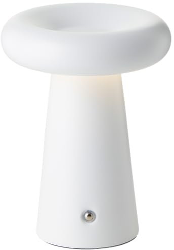 Lightbox LED Tischlampe für Innen & Außen | 19 cm Höhe, Ø 14 cm | weiße Outdoor Tischleuchte mit 3 Stufen-Dimmer | mobil/kabellos/portable | per USB aufladbar/Akku | 400lm & 3000K