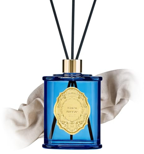 M&SENSE Raumduft Leinen Duft 240ml|Reed Diffuser mit 5 Duftstäbchen|Luxus Lufterfrischer für Badezimmer,Wohnung,Heimdekoration|Raumduft Stäbchen