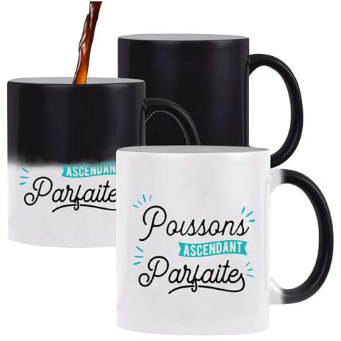 Tasse Magique Poissons Ascendant Parfaite | Mug qui change couleur avec la chaleur | Idée Cadeau Zodiaque Astrologie Horoscope Jeu de Mots Humour Original Noël Anniversaire Astrologue