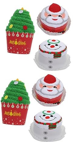 VICASKY 6stücke Teiliges Weihnachts-handtücher Aus Baumwolle Adorable Cake-Design Dekoration Für Weihnachten Partys Und Heim Saugfähige Waschlappen Mit Festlichen Motiven