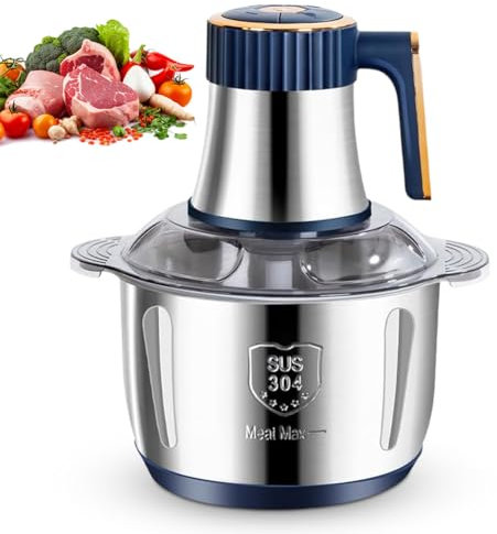 Zerkleinerer Elektrisch mit 5L Mixbehälter, 500W Multizerkleinerer, 5 Geschwindigkeiten Einstellbar, Ganzstahl Zerkleinerer mit Drehbare 6-seitige Stahlklinge für Fleisch,Zwiebeln,Babynahrung,Obst & G