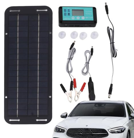 Chargeur solaire de voiture - Mainteneur de batterie solaire, chargeur de batterie de tracteur, panneau de moto, batterie de voiture avec contrôleur pour toutes les batteries