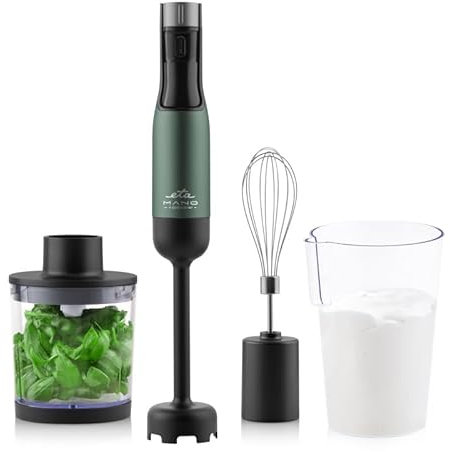 ETA Stabmixer Mano I Stabmixer-Set mit Zubehör I 1000 W I DC-Motor I 9 Geschwindigkeiten I LCD-Display I Titanmesser & ergonomischer Griff I inkl. Zerkleinerer, Schneebesen & Mixbecher I Grün