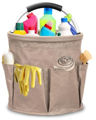 Ruaizel Cleaning Caddy with Handle, 17L Foldable Cleaning Caddy Organiser | Foldable Cleaning Supplies Organizer, 6 Pockets, 600D Oxford Cloth, Cleaning Products Organiser for Cleaning Supplies