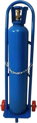 Oxygen Tank Cart with Wheels, Single Cylinder Gas Bottle Dolly, Rolling Oxygen Cylinder Holder with Safety Chain for Welding, Medical, Home and Workshop(Blue,Height-110cm(43.3in))