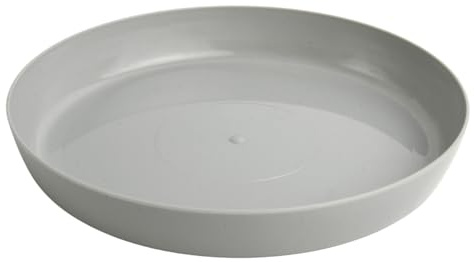 B2C Premium Glossy Flower Pot Saucer – Water-Resistant Plant Trays to Protect Furniture & Floors – Multiple Sizes & Colors for Indoor & Outdoor Plants (Grey, 17cm)